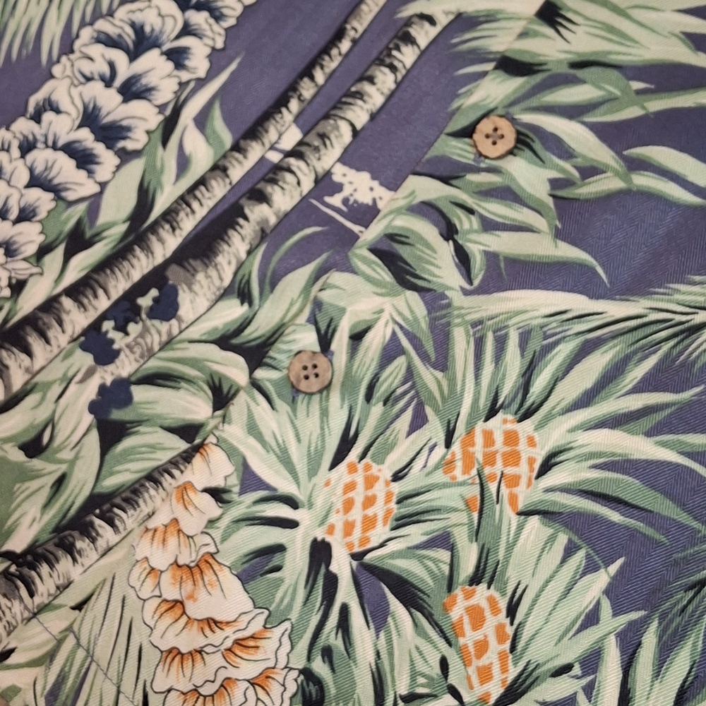 Tommy Bahama Silk Button-up Hawaiian Tropical Green    Men Size Large - Picture 10 of 16
